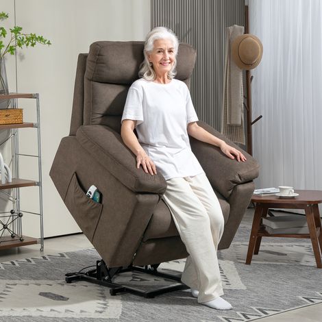 Fauteuil recliné massage chauffage double moteur brun foncé (1/4)