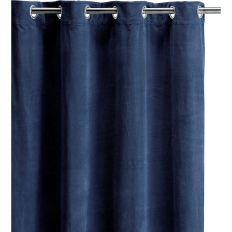 Rideau de Fenêtre Uni en Velours 100% Coton Épais pour Salon Cobalt 140 x 280 cm - PANGIVO