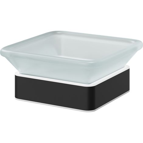 Colore Square Matt Black and Frosted Glass Wall Mounted Soap Dish