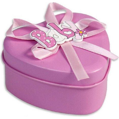 Trade Shop - Scatoline Portaconfetti 36 Pezzi Cuore Nascita Battesimo Bomboniera Bimbo Bimba -      Rosa (1/2)
