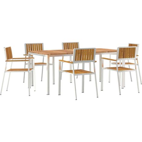Outdoortisch-Set 7 pcs Braun Massivholz Akazie