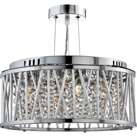 Searchlight Elise - Luminaire suspendu à 3 ampoules au fini chrome avec cristaux, G9 (1/3)
