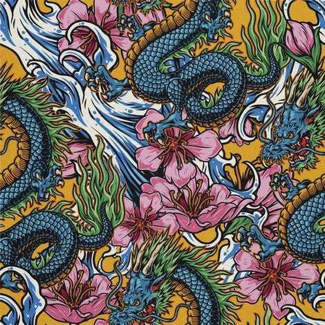 Outdoor-Dekostoffe Oxford - Motiv Drache und Sakura I DX639 (1/5)