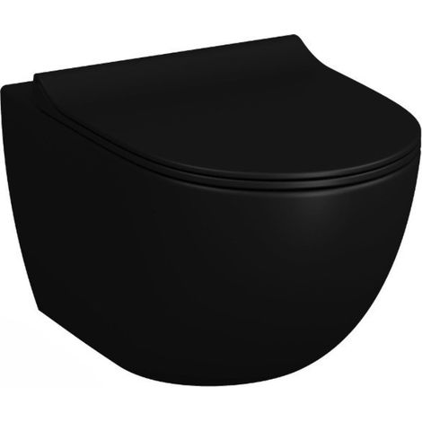 Swiss Aqua Technologies Inodoro suspendido SAT Infinitio rimless con asiento softclose, negro mate (SATINF011RREXPBKM) (1/6)