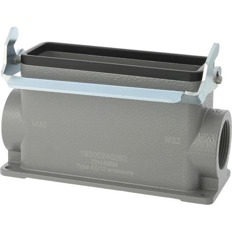 HARTING Han 24B Embase à monter en saillie haut, 2xM40 sortie de câble latérale, avec 1 étrier longitudinal Presse-étoupe M40 Plage de serrage 19,0 mm - 28,0 mm - 1 Stück (1/2)