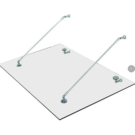 Pensilina in vetro temperato 150 x 90 cm con supporti in acciaio inox 304 trasparente (1/5)