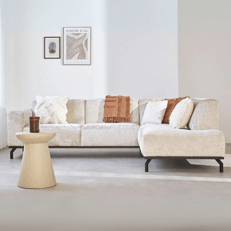 Ecksofa mit hohen Beinen aus beigem Samt Chloe – rechts