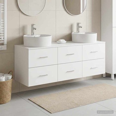 vidaXL Set di Armadi da Bagno 3 pz Bianco 62,5 x 44,5 x 50 cm (1/5)