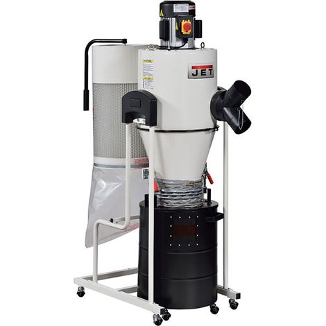 JET – Aspirateur à copeaux JCDC15 – Cyclonique 1530m³/h – 1,1kW 230V – Filtration 99% jusqu'à 2 microns – Bac 75L sur roues (1/3)