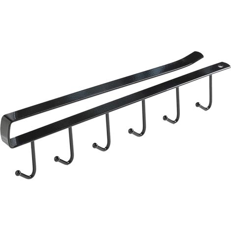 Portavasos de hierro, no requiere taladrar, 6 ganchos, negro