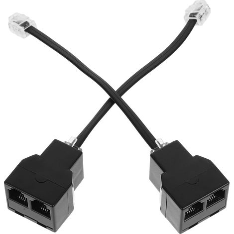Adaptateur de Ligne Téléphonique Lot de 2 Détachable Rj11 6p4c Noir Abs Cuivre, Convertit une Ligne en Deux Interfaces, Transmission Stable et Format Compact (1/5)
