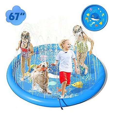 tapis Enfant De Jet D'eau 170cm Pvc Tapis De Pulvrisation D'claboussure D'eau Piscine De Jeux Natte Et Avec Jet Fontaine Pour Enfant,splash Sprink