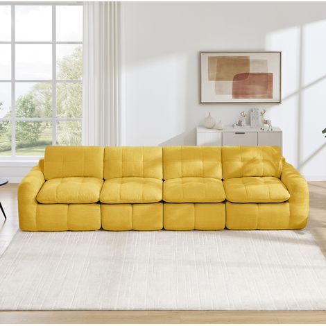 Modulsofa 334x97x68 cm, rahmenlos, flexibel kombinierbar, Chenille, Gelb (1/5)