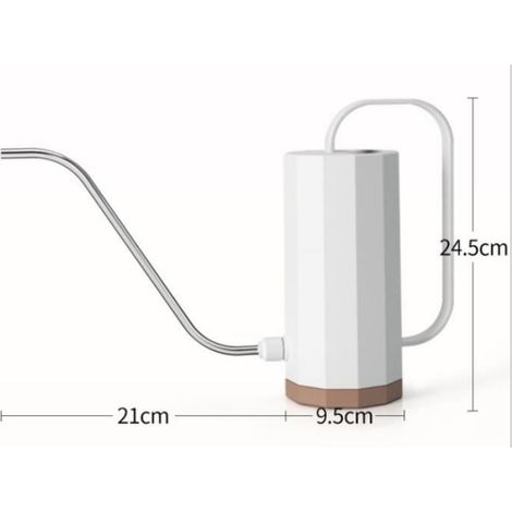 Arrosoir - - 1.2L - Plastique - Métal - Long Buse Blanc (1/4)