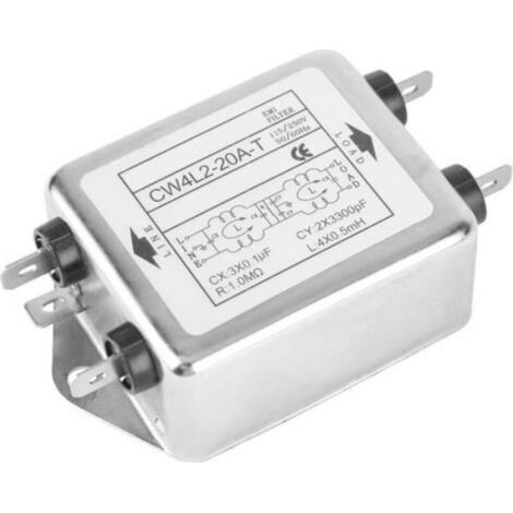Filtre EMI, Filtre EMI de Puissance Suppresseur de Bruit CW4L2-20A-T 20A Terminal de Filtre EMI de Ligne Electrique 115V / 250V