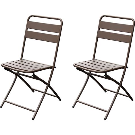 Set 2 Sedie Pieghevoli da Giardino 44x54x85 cm in Ferro Bronzo (1/2)