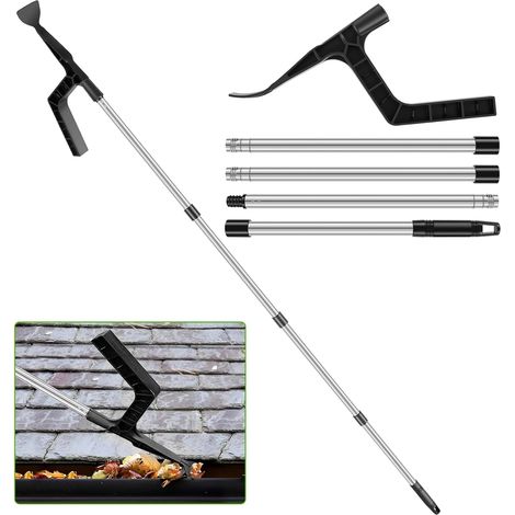 Outil de Nettoyage de Gouttière, Outil de Nettoyage de Gouttière pour Toit avec 148cm de Pôle D'épissage, Outil de Nettoyage pour Gouttières et Toits, Portable Nettoyage de Gouttière pour Feuilles (1/5)