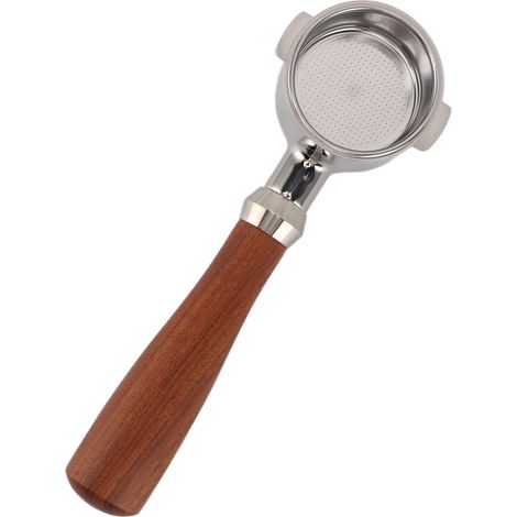 Porte-filtre sans fond en acier inoxydable 304 de 51 mm, avec 2 poignées, filtre à café amovible et poignée en bois, compatible avec les machines à café Delonghi. (1/5)