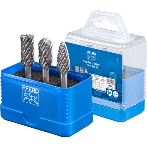 PFERD TOOLS Hartmetall Hochleistungsfrässtift Set 1807 STEEL 3-tlg. Ø 12mm Schaft-Ø 6 mm für Stahl (1/5)