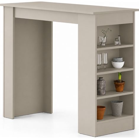 Tavolo da Bar con 4 Ripiani e Portaoggetti Sabbia Salvaspazio 117x54x102 cm (1/5)