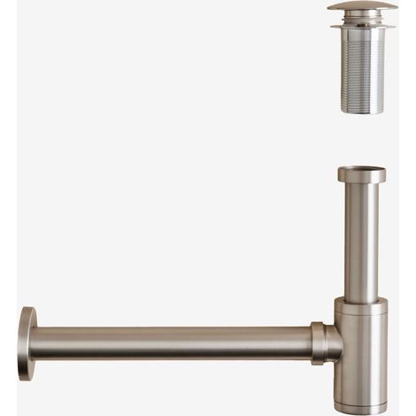 SKLUM Set aus Bibur-Spülbeckensiphon und Ablassventil aus Edelstahl für Orveta Click-Clack-Spülbecken Gebürstetes Grau (1/5)