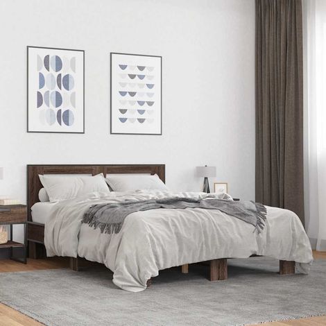 vidaXL Cadre de lit sans matelas chêne marron 140x190 cm (1/5)