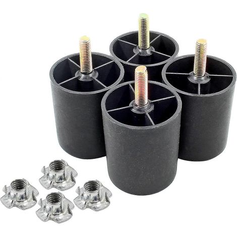 Quatre pieds de canapé de 2,5 pouces, pieds de meubles fuselés, pieds de canapé en plastique avec boulons de suspension M8, adaptés aux canapés, coiffeuses, armoires, chaises, lits, tables basses, typ (1/5)