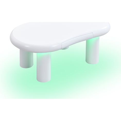 ELVMI Tavolino basso con 1 Cassetto e LED a 16 Colori, Forma a Nuvola con Linee Curve, per Soggiorno, in MDF, Bianco (1/5)