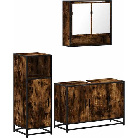Maison Exclusive - Set Mobili da Bagno 3 pz Rovere Fumo in Legno Multistrato