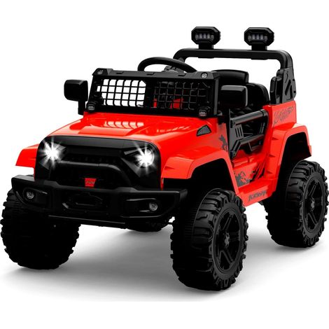 Voiture Électrique Enfant 12V, Télécommande Parentale 2.4G, Suspensions Amortissantes, Phares LED, Bluetooth, 3-8 Ans, Rouge (1/5)