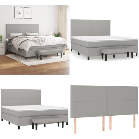 Boxspringbett mit Matratze Hellgrau 160x200 cm Stoff - Boxspringbett - Doppelbett - Bettenrahmen - Schlafraum - Hellgrau - Home & Living (1/5)