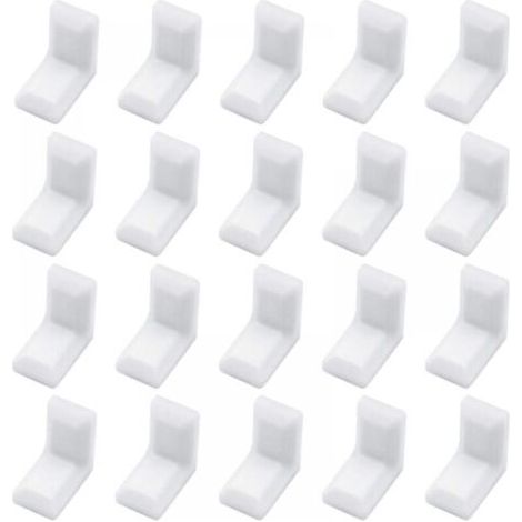 Lot de 40 équerres d'angle en forme de L avec couvercle en plastique blanc pour armoire, étagère (1/5)