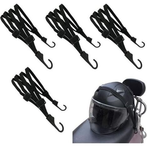 Lntyq Lot de 4 cordons élastiques pour casque de moto, sangle élastique pour moto, tendeur de vélo, filet à bagages pour moto, corde à bagages pour casque, sangle élastique rétractable en S (1/5)