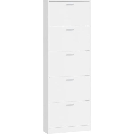 Zapatero zapatero mueble de almacenaje entrada pasillo salón brillante 59 x 17 x 169 cm madera contrachapada blanca 020021307 (1/5)