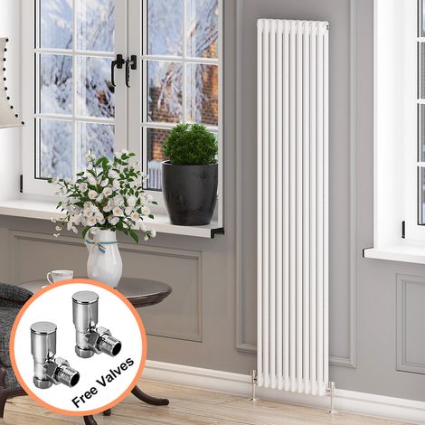 ELEGANT Vertical Column Radiator Traditional Radiator 1800mm White Radiator Column Rads with Valves 1800 x 470 mm (1/5)