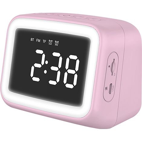 Horloge Miroir - Radio FM - Haut-Parleur Bluetooth 5.0 - Veilleuse - Réveil Double - Alimentation USB - 103 x 81 x 70 mm - 1 Pièce (1/5)