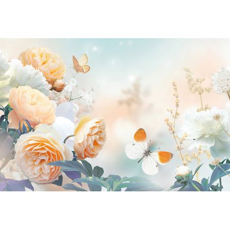 Papier peint panoramique - Fleurs Papillon - 130 cm x 87 cm (1/2)
