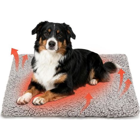 Selbstheizendes Katzenbett für Wohnungskatzen 115x70cm Kuscheliges Fleece-Heizkissen nicht-elektrische Wärmematte für Kleintiere waschbares für Grau (1/5)