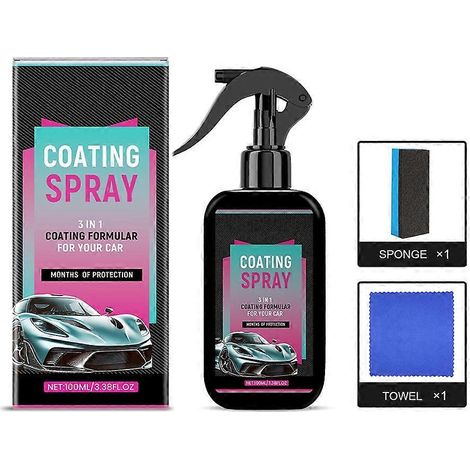 1 kit de cire protectrice en spray pour peinture automobile : lustrant, polissant et entretenant la carrosserie, protégeant ainsi contre les salissures et les taches. (1/4)
