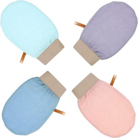 4 Stück Hamam-Peelinghandschuhe,Unisex-Körperpeelinghandschuhe,Handschuhe zur Förderung der Durchblutung und Entfernung von Hautschuppen (1/5)