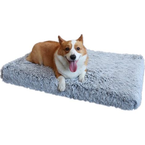 Hundebox, Hundebett, herausnehmbare und waschbare Matte, weicher Stoff, rutschfester Boden, druckentlastende Matratze, dunkelgrau, Größe S 40 x 3 (1/5)