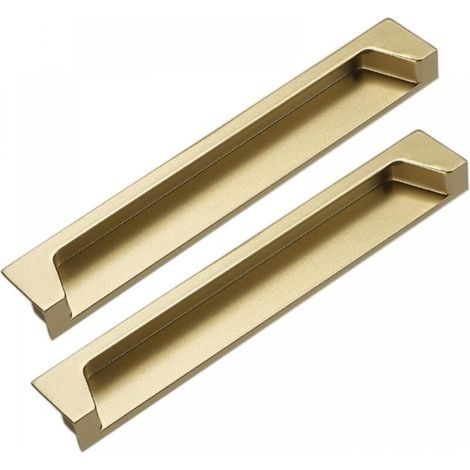 Poignée Encastrable pour Porte Coulissante, Lot de 2 Cachées Boutons de Tiroir en Alliage de Zinc pour Portes Coulissantes d'armoire de Tiroir,Avec Vis(Size:Hole Spacing 192mm) (1/5)