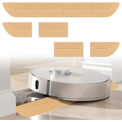 Seuil de Porte avec Rampe Modulable, Rampes de Seuil Universel pour Robot Aspirateur, Barre de Seuil Multiniveau Adhesive pour Relier Joints de Sol et Transitions de Seuil de Moquette (68x5cm Jaune)