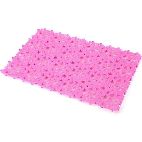 Tapis pour chien et chat en plastique ajouré et antidérapant pour cage ou sol de salle de bain (rose) (1/2)