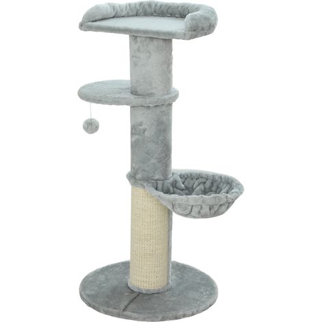 Albero tiragraffi per gatti a botte Ø 48 x 103,5 cm stabile amaca comoda e moderna in truciolato grigio chiaro 210007758