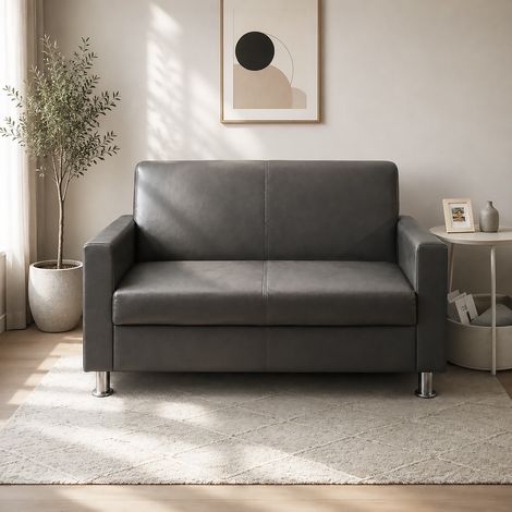 DIVANO 2 POSTI MOD. JACOPO IN ECOPELLE GRIGIO VINTAGE (1/5)