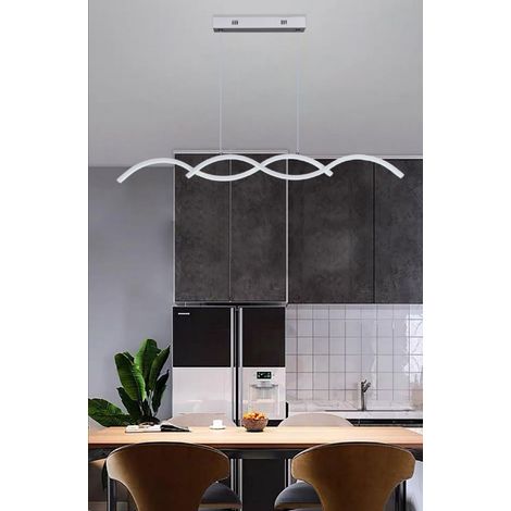 Lampadario led sospeso onda 25w pendente ondulato design moderno bianco argento luce fredda naturale Bianco - 4000k