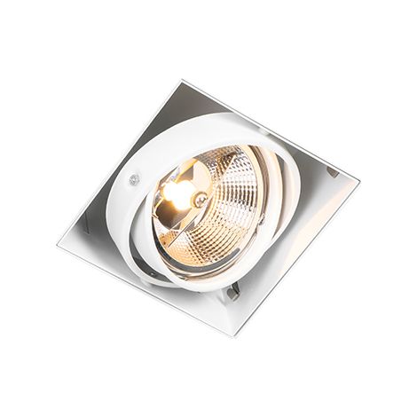 QAZQA + Moderno Foco empotrado blanco GU10 AR111 sin marco regulable - Oneon Acero Cuadrada Adecuado para LED Max. 1 x 50 Watt