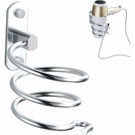 VURAHOME - Support de Sèche-Cheveux,Porte Sèche-Cheveux Mural,Support pour Sèche-Cheveux pour Montage Mural avec perçage pour hôtel, Salle de Bain, WC, barbier Aluminium,C (1/5)