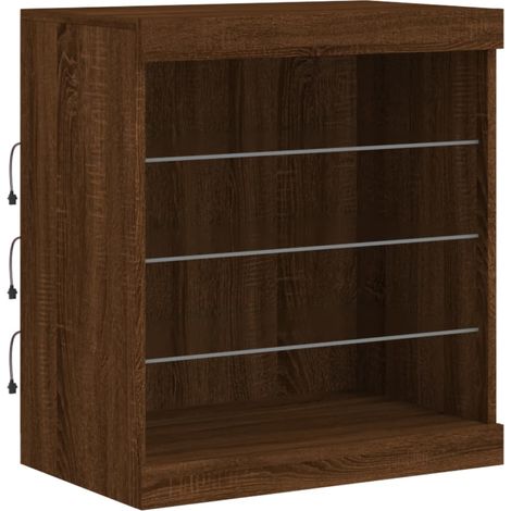 Aparador cómoda cómoda armario mueble organizador cocina salón salón con luces LED 60,5 x 37 x 67 cm marrón 020029928